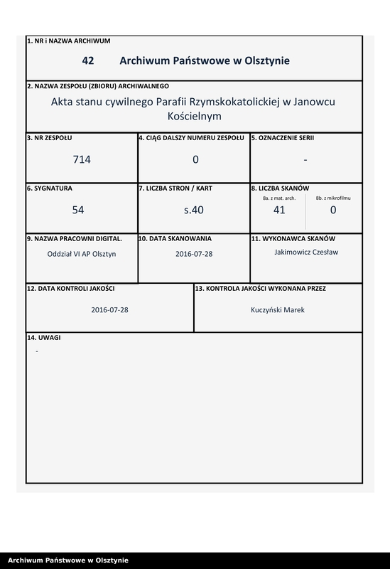 image.from.unit.number "Annexa Ślubów z Parafii Janowiec z roku 1864-go"