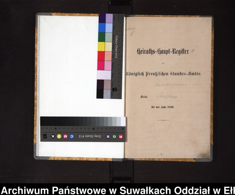 Obraz z jednostki "Heiraths-Haupt-Register des Königlich Preussischen Standes-Amtes Stadt Nicolaiken Kreis Sensburg"