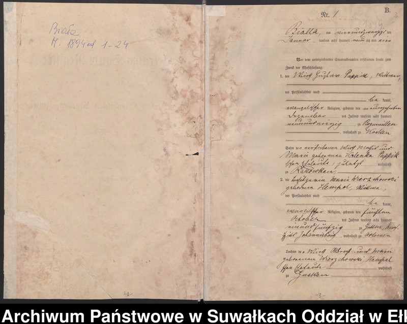 image.from.unit.number "[Heiraths-Haupt-Register des Königlichen Preussischen Standes-Amtes Bialla Kreis Johannisburg]"