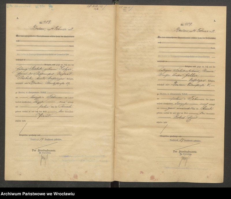 image.from.unit.number "Geburts-Haupt-Register Breslau IV 1913 Band 2"