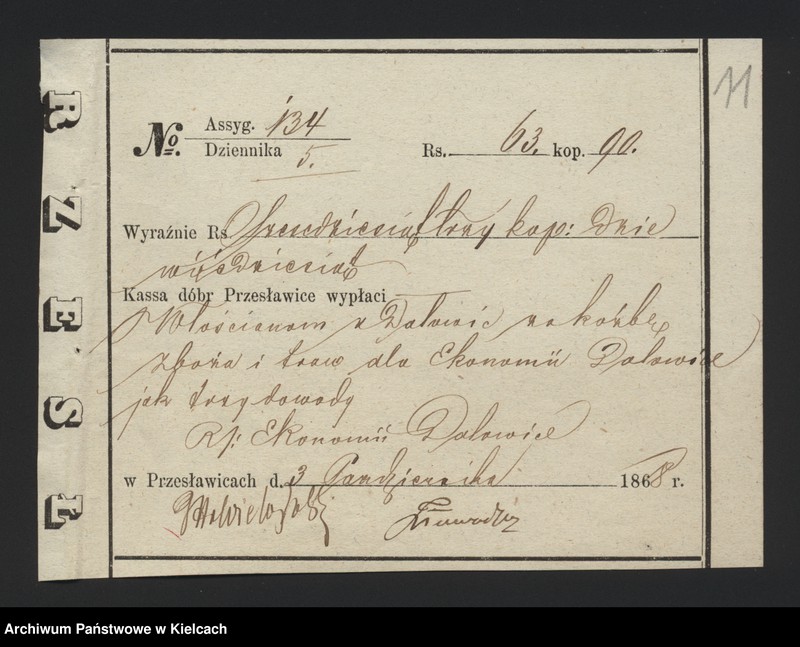 image.from.unit.number "Dowody rozchodu kasy dóbr Przęsławice od dnia 1 października"