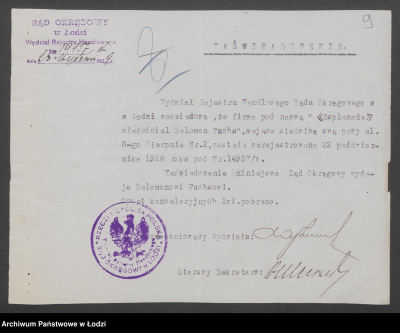 Obraz 11 z jednostki "Cukiernia „Esplanada” wł. Wawrzyniec Gierbich i s-ka"