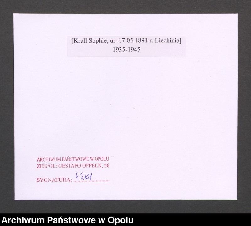 Obraz 2 z jednostki "[Krall Sophie, ur. 17.05.1891 r. Liechinia]"