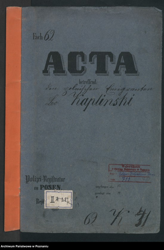 Obraz 2 z jednostki "A. betr. Leo Kaplinski, Maler, Gatte der Pflegetochter des Grafen Sewerin Mielżyński"