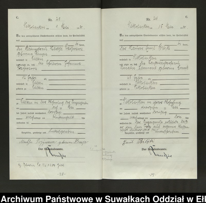 image.from.unit.number "Sterbe=Haupt=Register des Königlichen Preussischen Standes-Amtes Nikolaiken Kreis Sensburg"