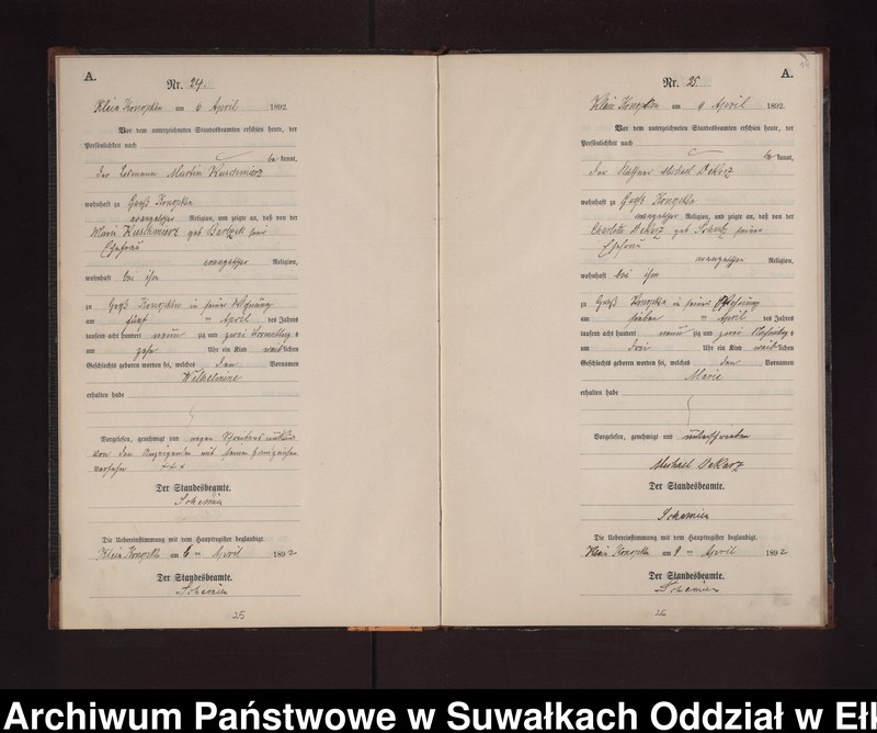 image.from.unit.number "Geburts-Neben-Register des Preussischen Standes-Amtes Gr. Konopken Kreis Loetzen"