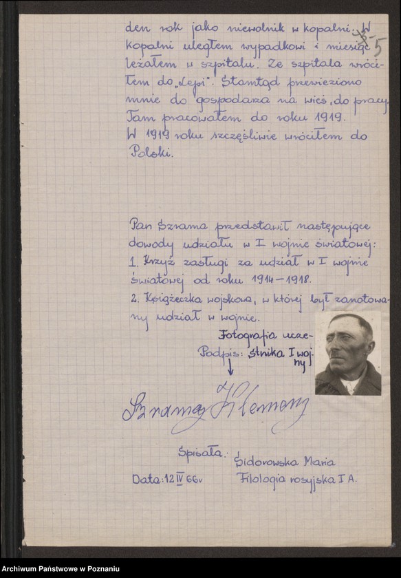 image.from.unit.number "Relacje uczestników l wojny światowej, którzy walczyli w wojsku niemieckim i rosyjskim w latach 1914 - 1918."