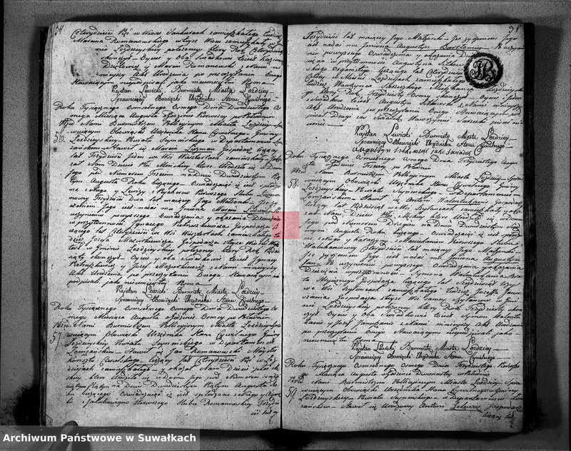 Obraz 20 z jednostki "Księga Akttów Urodzenia w Gminie Łozdziejskiey Pttu Seyneńskiego w Deppartamentcie Łomżyńskim 1808 Maja 1 go dnia sporządzona"