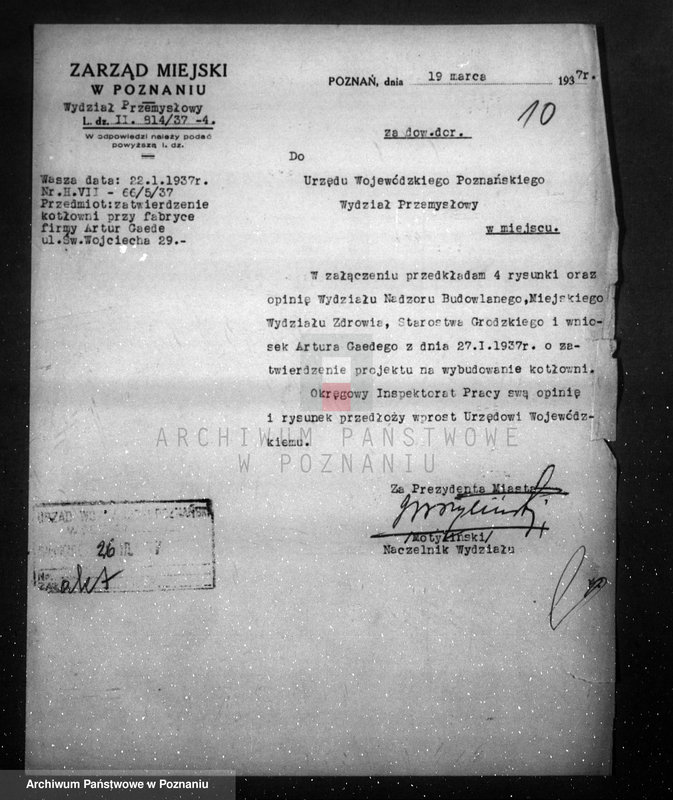image.from.unit.number "/Artur Gaede Fabryka wódek i likierów Poznań św. Wojciecha 29, rozbudowa fabryki/ zatwierdzenie kotłowni"
