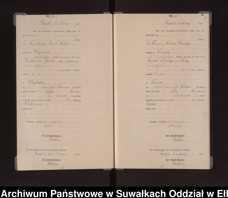 image.from.unit.number "Geburts-Neben-Register des Königlich Preussischen Standes-Amtes Gneist Kreis Loetzen"