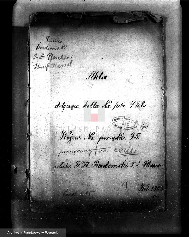 Obraz 4 z jednostki "Fabryka konserw i marmelad, własność St. Radomski w Pleszewie pow. jarociński nr fabr kotła 422, nr woj. kotła 95"