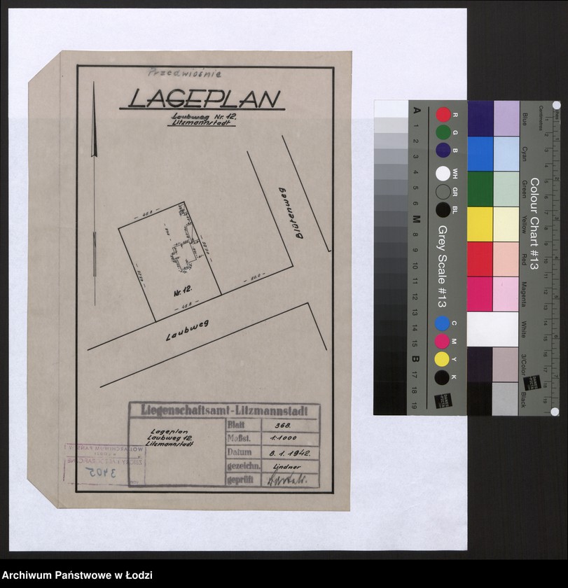 Obraz 1 z jednostki "Lageplan Laubweg Nr 12 Litzmannstadt"