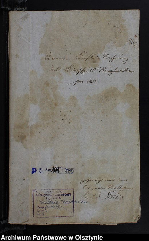 image.from.unit.number "Armen-Cassen Rechnung des Kirchspiels Kruklanken"