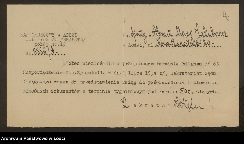 Obraz 10 z jednostki "Abram Majer Jakubowicz – sprzedaż artykułów kolonialno-spożywczych"