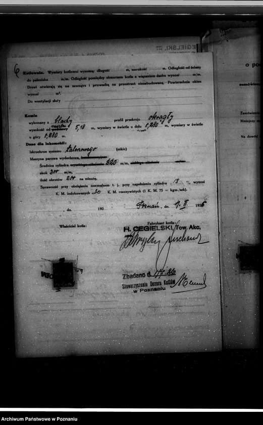 Obraz 10 z jednostki "Elektrownia Fundacji Sułkowskich w Rydzynie, pow. leszczyński nr woj. kotła 6124"