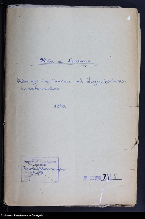 image.from.unit.number "Rechnung über Einnahme und Ausgabe für die Kirche zu Sonnenborn"