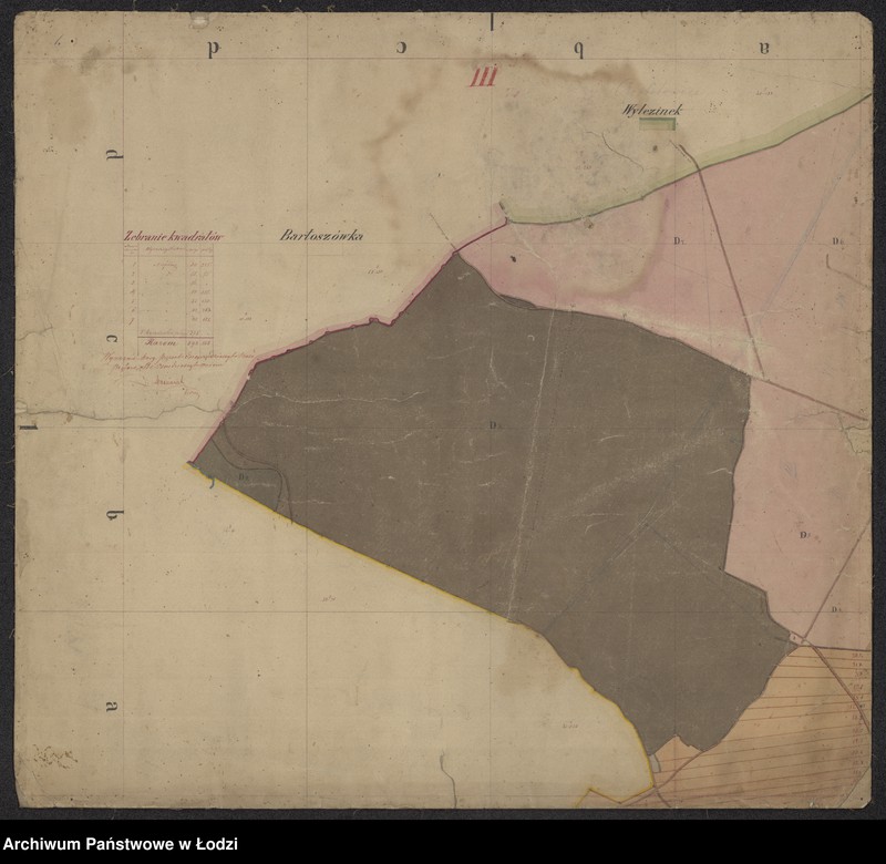 Obraz 3 z jednostki "Mappa dóbr Roszkowa Wola składających się z folwarku i wsi Ruszkowa Wola, Jeziorzec w powiecie rawskim ... położonych"