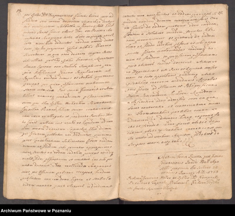 Obraz 14 z jednostki "Protocollon nobilis officii consularis civitatis SR.Mtis Posnaniae incipit ab anno 1728 sub felici regimine nobilis et spectabilis domini Michaelis Czempiński proconsulis praesidentis eiusdem civitatis ..."