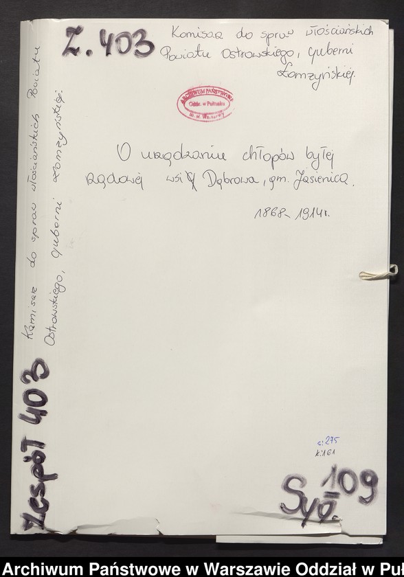 image.from.unit.number "O urządzaniu chłopów byłej rządowej wsi Dąbrowa, gm. Jasienica"