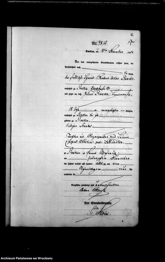 image.from.unit.number "Sterbe-Haupt-Register Breslau I 1884 Band 13"