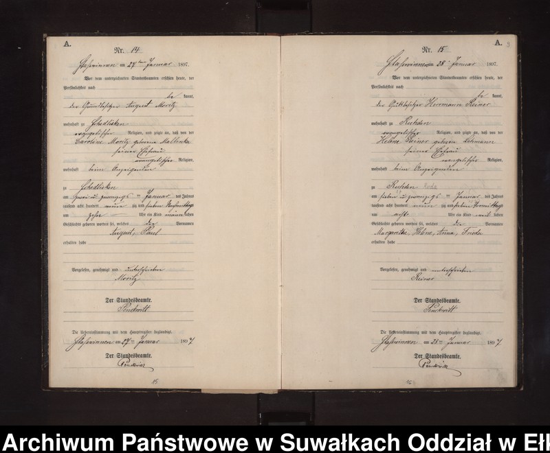 image.from.unit.number "Geburts-Neben-Register des Preussischen Standes-Amtes Stasswinnen Kreis Lötzen"