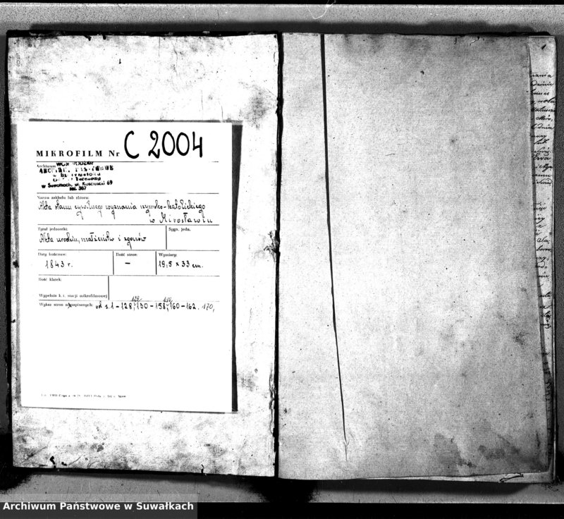 image.from.unit.number "Księga Duplikat Aktów Urodzonych Zmarłych i Zaślubionych Sporządzona na Rok 1842-ci Parafii Mirosławskiey"