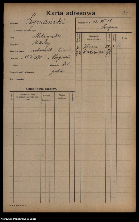 Obraz 19 z jednostki "[Spis ludności Łodzi] Szymański-Szymczacka"