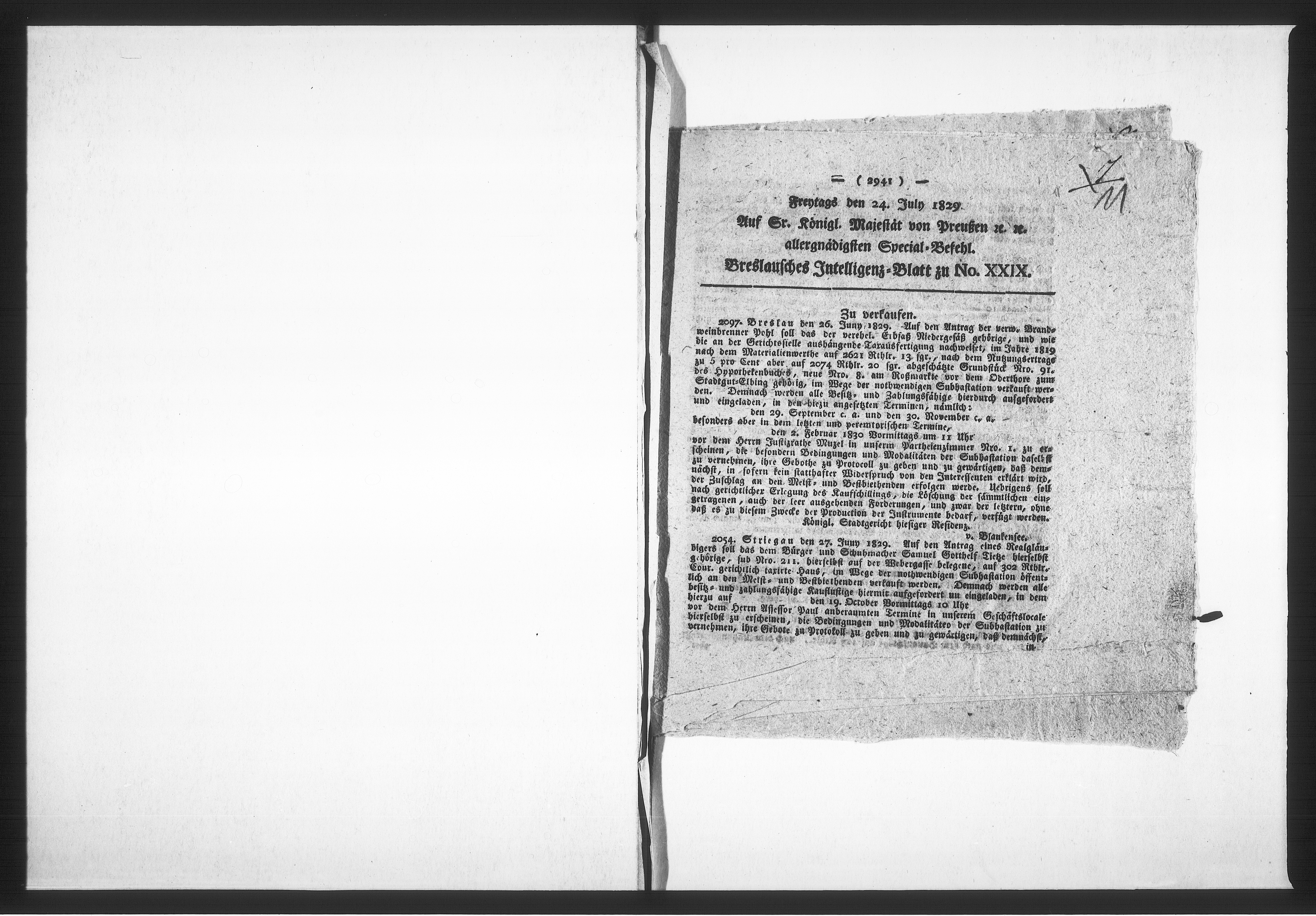 Obraz 12 z jednostki "Acta betreffend die Verpachtung des städtischen Gasthauses zum weissen Ross und der Viehmarkt Auftriebs-Gelder. Vol. II de anno 1829 bis 1852"
