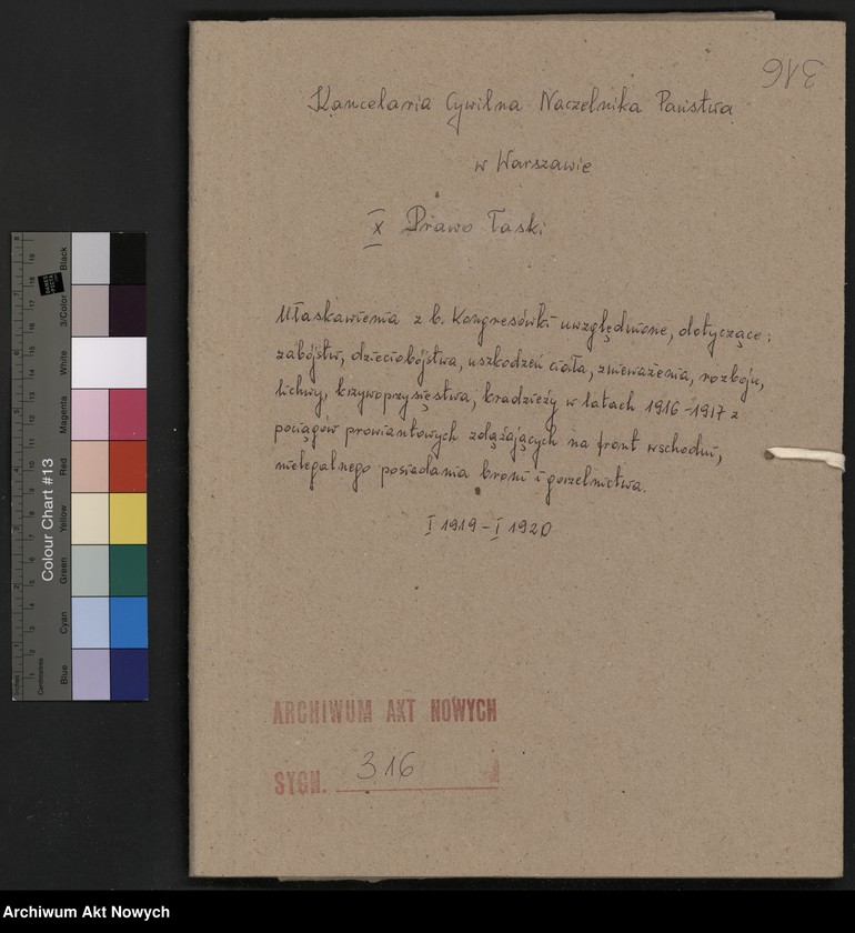 image.from.unit.number "Ułaskawienia z b. Kongresówki - uwzględnione, dotyczące: zabójstw, dzieciobójstwa, uszkodzeń ciała, znieważenia, rozboju, lichwy, krzywoprzysięstwa, kradzieży w latach 1916 - 1917 z pociągów prowiantowych zdążających na front wschodni, nielegalnego posiadania broni i gorzelnictwa."