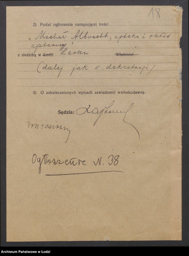 Obraz 20 z jednostki "Michał Albrecht, Józef Białkowski- apteka i skład apteczny"