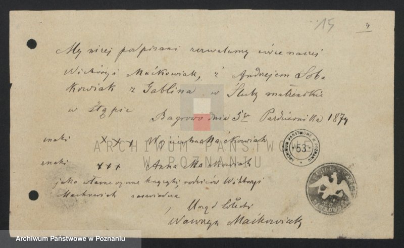 image.from.unit.number "Acta betreffend die Sammel Akten für die von den verlobten beizubringenden Urkunden und Konsenserklärungen, für die Aufgebotscheinigungen und Dispensation [...] von 1874 bis 1876"