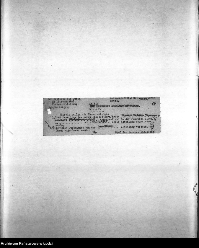 Obraz 19 z jednostki "[Korespondencja z wydziałami: Odzieży, Spraw Specjalnych, Centralnym Biurem Resortów Pracy, Ubezpieczeń, Próśb i Zażaleń oraz innymi w sprawach personalnych, zatrudnienia i płac] "