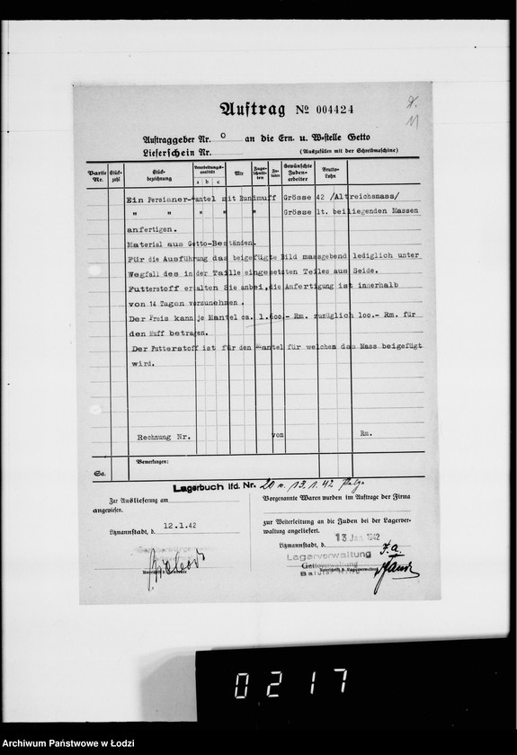 Obraz 15 z jednostki "Kürschnerei. [Zamówienia, rachunki i świadectwa dostaw]"
