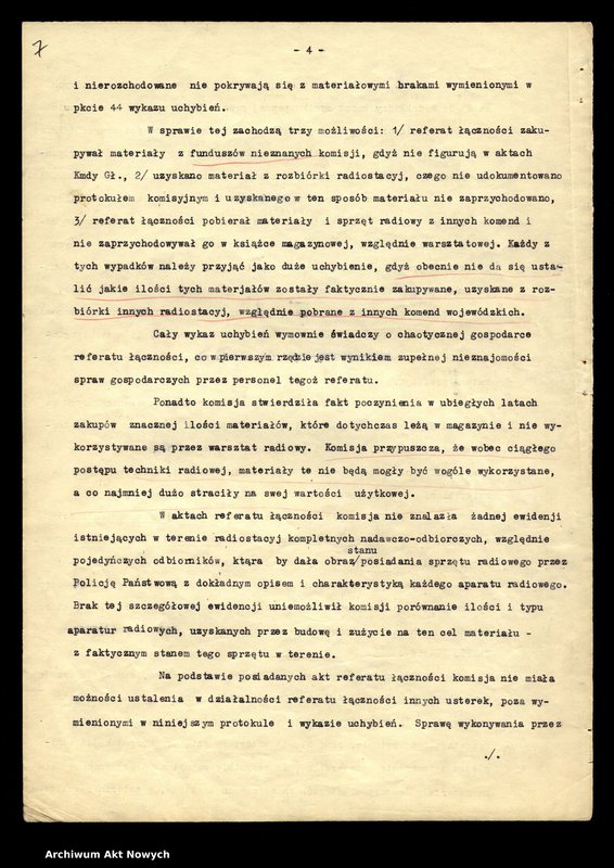 image.from.unit.number "[Kontrola Referatu Łączności Wydziału Organizacyjno - Wyszkoleniowego. Protokół, notatki.]"