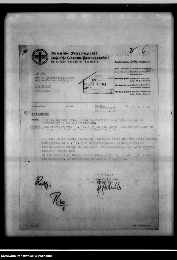 Obraz 10 z jednostki "Aufsicht über die Posensche Feuersozietät."