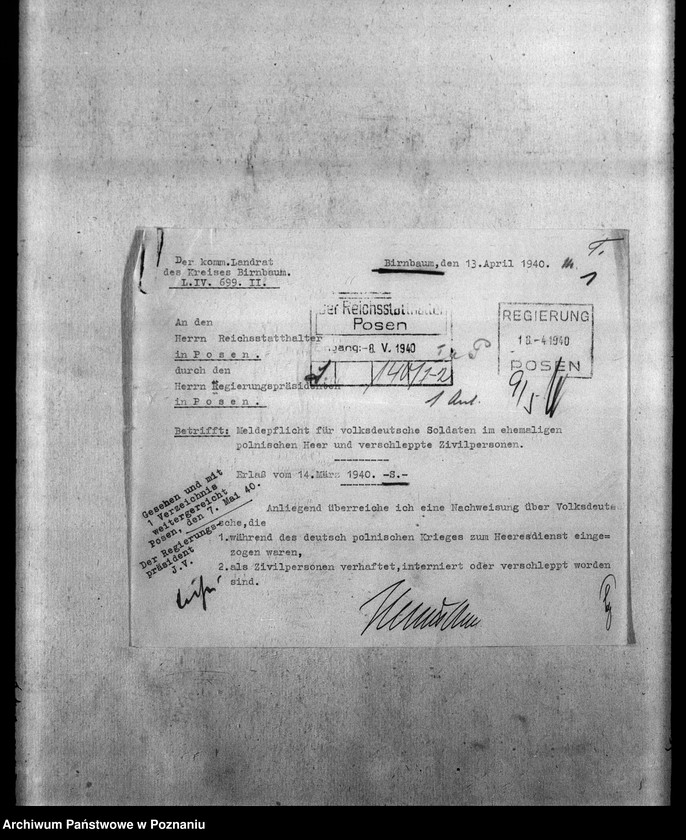 Obraz 5 z jednostki "Amtliche Meldungen Kreis Birubaum (Międzychód)"