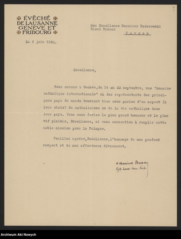 image.from.unit.number "Besson Marius (biskup Lozanny, Genewy i Fryburga); Załączniki: a) List S.A.D.E.A; b) Instytut "La Lingerie" (prospekt); c) wycinek prasowy; L.18 (odpowiedzi - maszynopis, rękopis)"