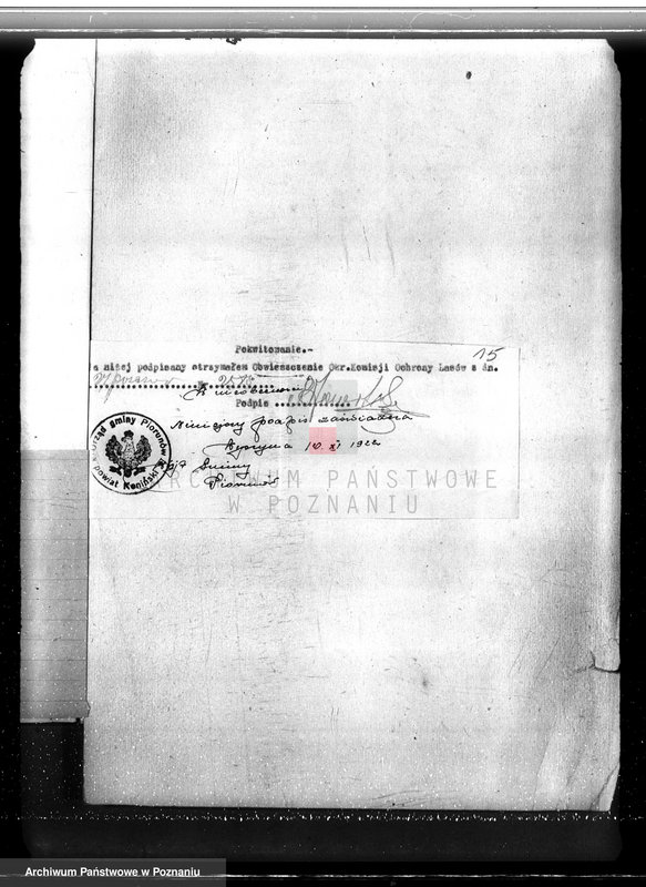 Obraz 19 z jednostki "Sprawa zmiany rodzaju użytkowania w związku z parcelacją powiat 19,5 ha gruntów leśnych w majątku Piorunów powiat koniński"