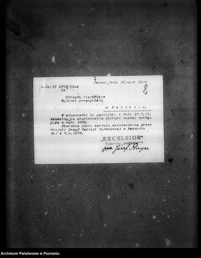 Obraz 6 z jednostki "Zatwierdzenie zakładu przemysłowego fabryki guzików Firmy "Excelsior" Ewy Bielickiej w Poznaniu"