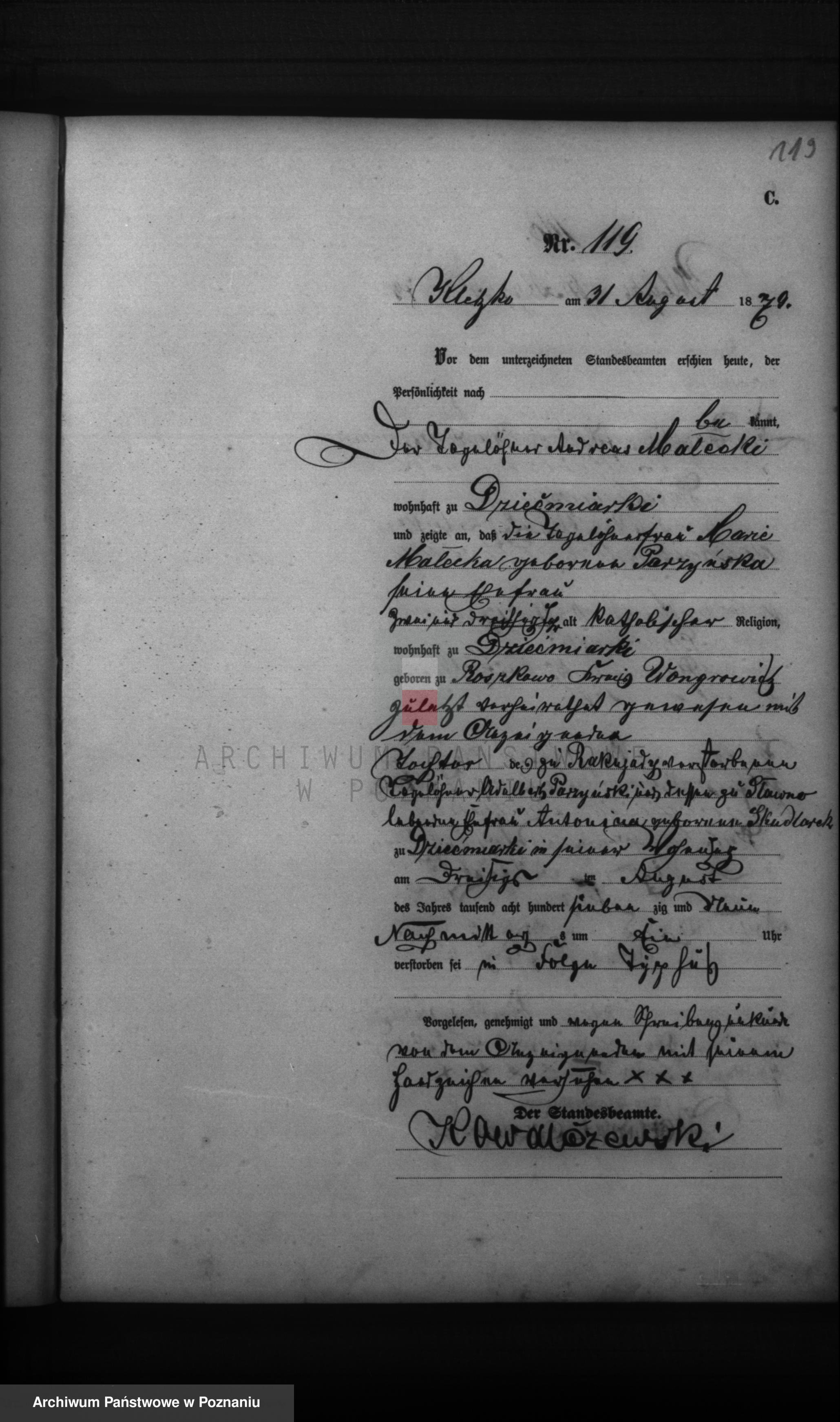 Skan z jednostki: Księga zgonów