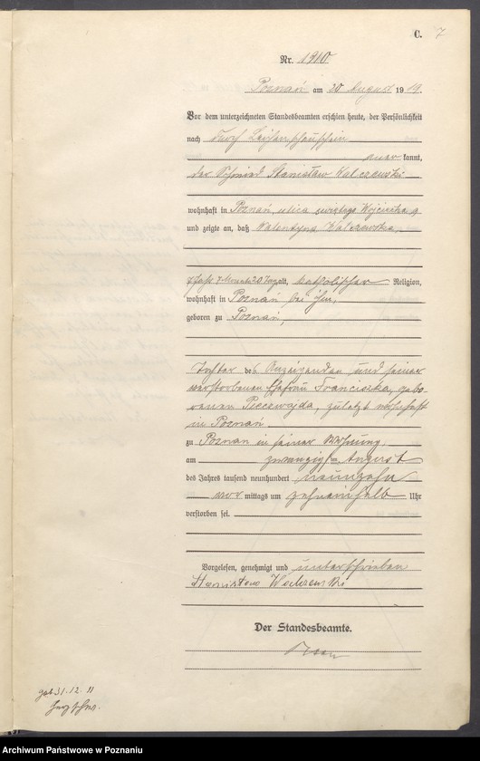 Obraz 9 z jednostki "Księga miejscowa zgonów tom V [Rejestr główny zgonów]"