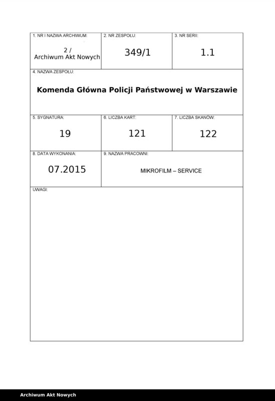 Obraz 1 z jednostki "[Rozkazy Komendanta Głównego Policji Państwowej]"