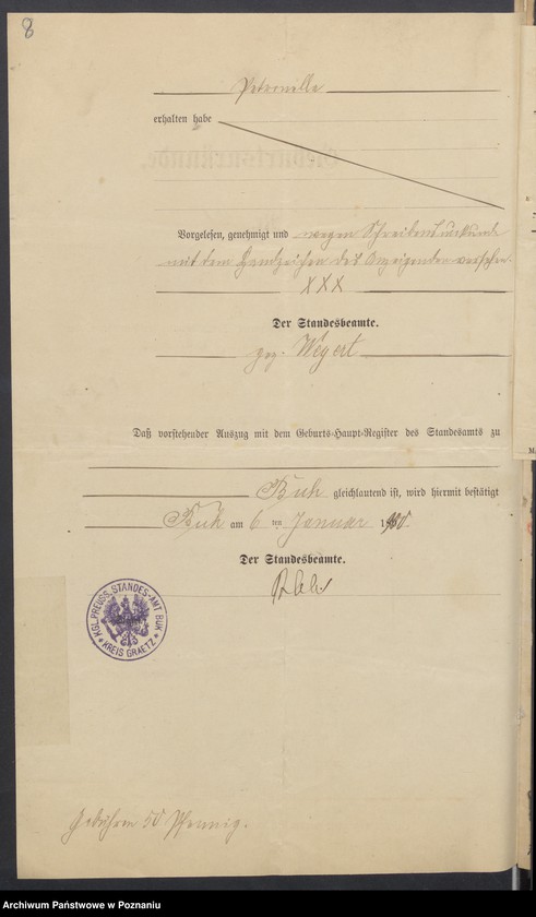 Obraz 10 z jednostki "Die von den Verlobten beigebrachten Urkunden zur Eheschliessung pro 1900"