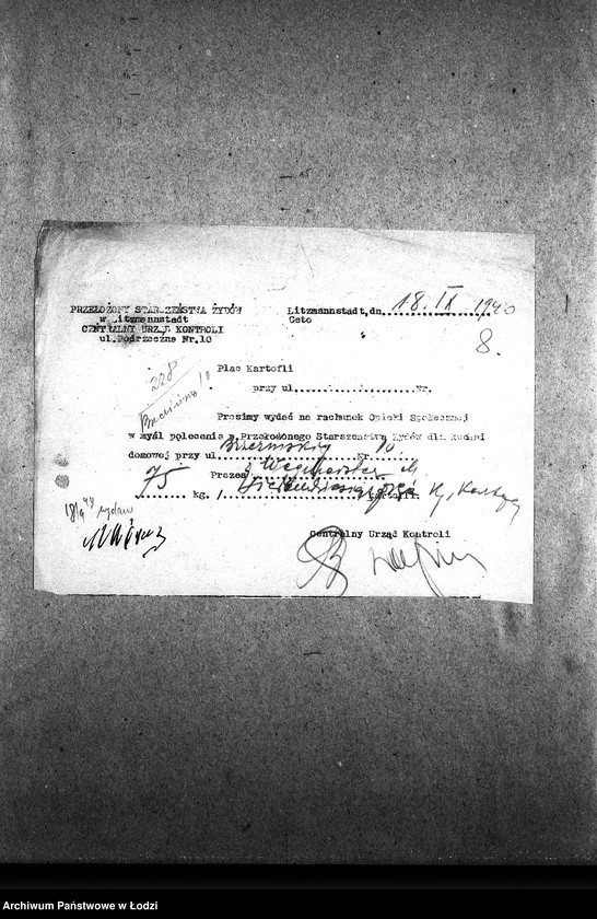 Obraz 11 z jednostki "[Kuchnia, ul. Brzezińska 10. Działalność kuchni, personel, konsumenci, kontrole]"