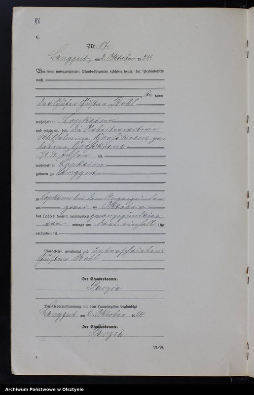 Obraz 20 z jednostki "Sterbe-Neben-Register Nr 1 - 22"