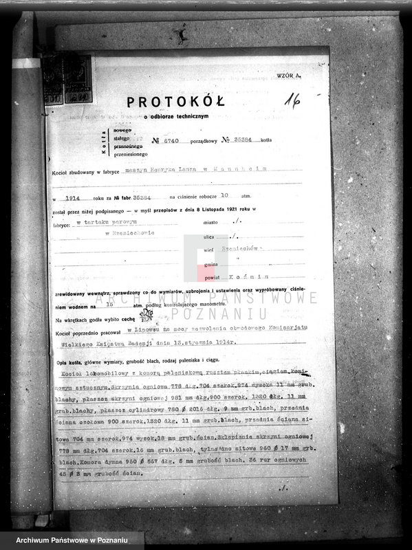 Obraz 19 z jednostki "Tartak w majętności Rzemiechów pow. krotoszyński nr porz. kotła 139"