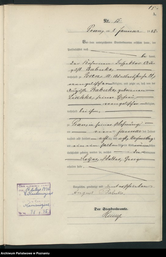 Obraz 18 z jednostki "Księga urodzeń t. I"