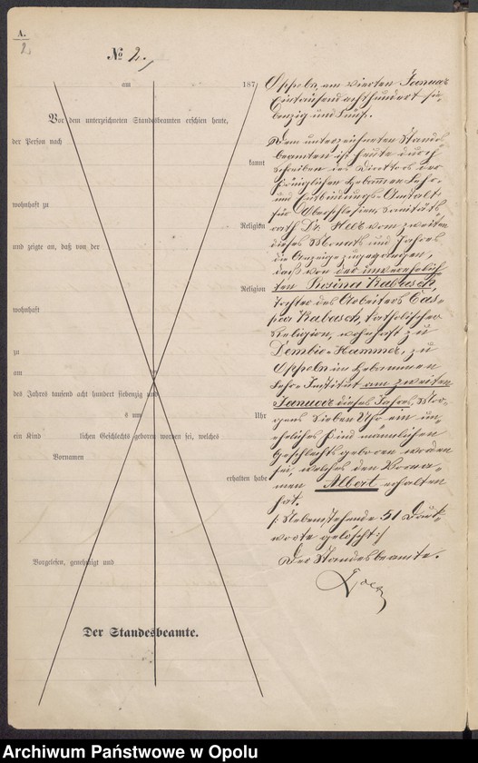 Obraz 6 z jednostki "[Księga urodzeń za rok 1875 Opole nr 1-480]"
