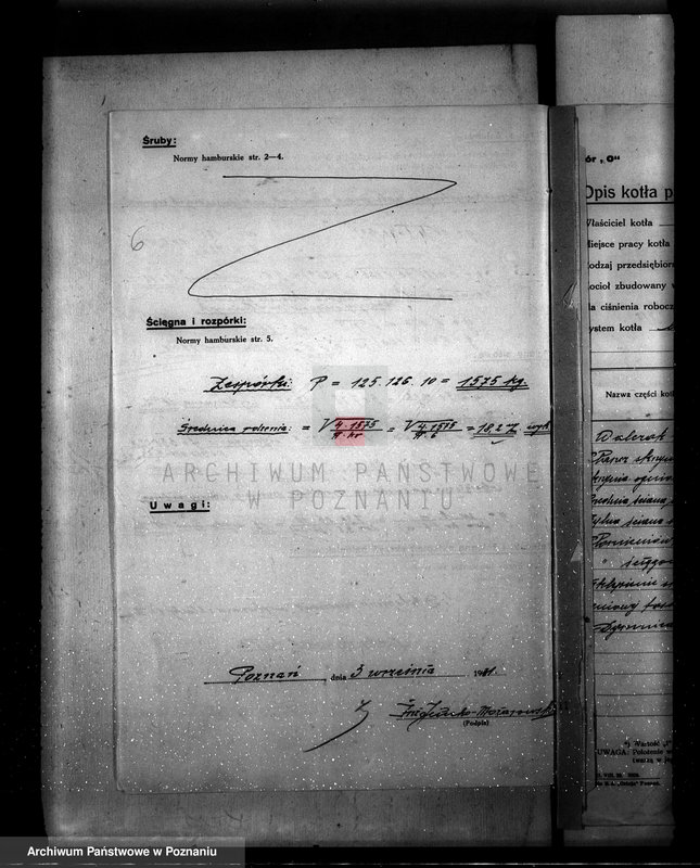 Obraz 10 z jednostki "Młyn parowy w Jasieniu pow. kościański własność O. Starke nadzór nad kotłami parowymi"