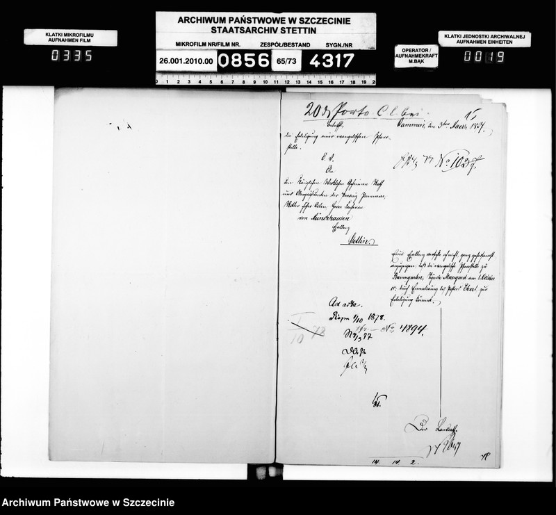 Obraz 20 z jednostki "Kontrolle über die Anstellung der Geistlichen in Folge des Gesetzes vom 11. Mai 1873 im Kreise Cammin"